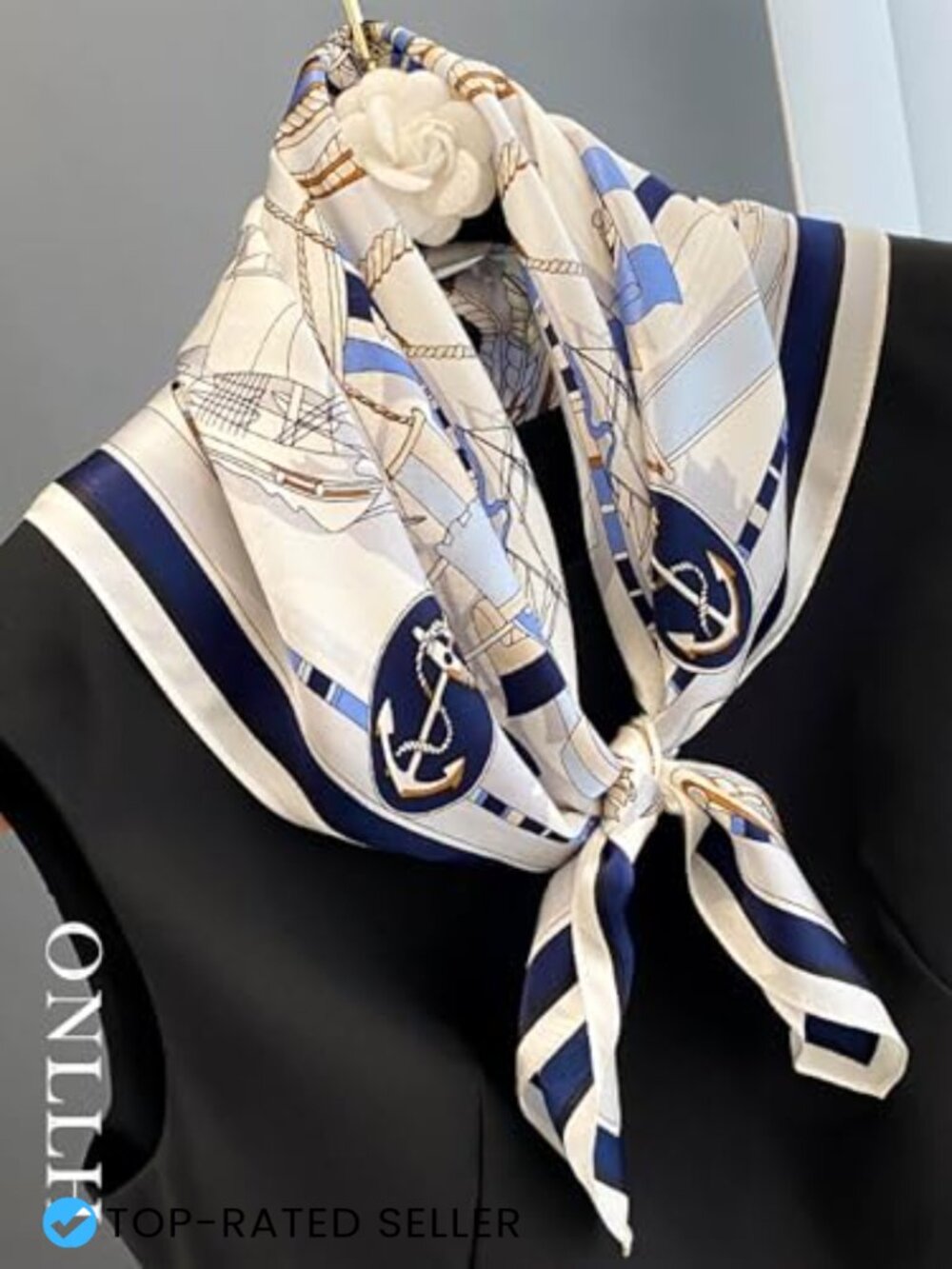 21" Square Neckerchief Wrap Head Scarf Fashion Accessory Lightweight Chic - Picture 3 of 7